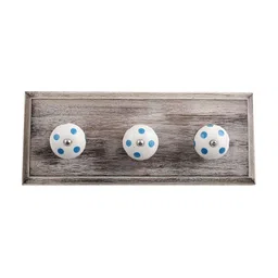 Indianshelf White & Brown Dot Printed Wall Key Holder-29