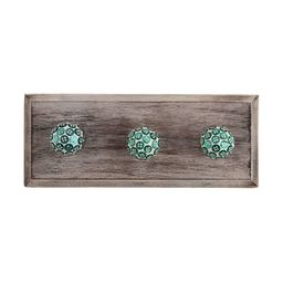 Indianshelf Green 3 Hooks Wooden Button Wall Key Holder-14