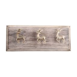 Indianshelf Beige & Grey Swamp Deer Wooden Wall Hooks Key Holder-image-2