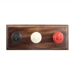 Indianshelf Red & Beige Lion Printed Wooden Wall Hooks Key Holder-image-59