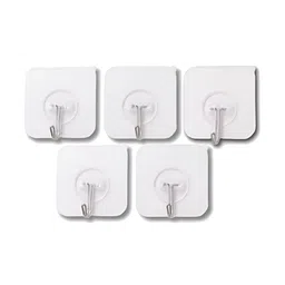 Kuber Industries Transparent 5 Pieces Wall Hooks & Holders-98