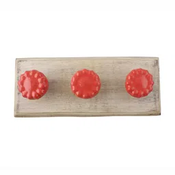 Indianshelf Red & Beige Wooden Wall 3 Hooks Key Holder-image-22