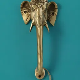 Two Moustaches Brown Tuskar Ganesha Brass Door Handle-image-64