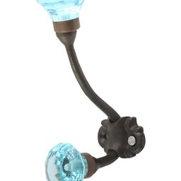 Indianshelf Blue & Black Glass Diamond Cut Wall Hook Key Holder-image-22