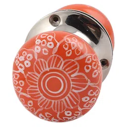 Indianshelf Orange Coloured & White Flower Printed Door Handle-image-29