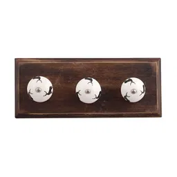 Indianshelf Brown & Black Sting Rein Deer Printed Wall Hooks Holder-picture-45
