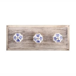 Indianshelf Brown & White Leaf Melon Printed Wooden Wall Hook Key Holder-image-45