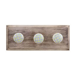 Indianshelf Green & White Printed Melon Rectangle Shape Wooden Wall Hook-8