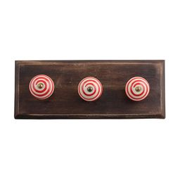 Indianshelf Cream-Coloured Wooden Strip Wall Hooks Key Holder-image-57