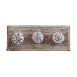 Indianshelf Blue & Brown Lotus Wall Hooks Key Holder-image-92