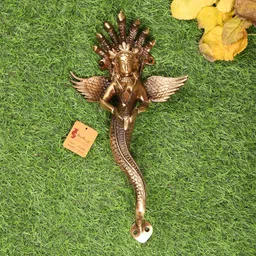 Two Moustaches Brown Nagkanya With Shankh Brass Door Handle-image-69