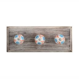 Indianshelf Orange Coloured & Beige Leaf Flower Printed Wall Hooks Holder-image-62