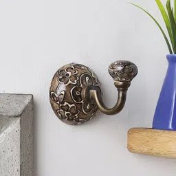 MIAH Decor Brown Handmade Ceramic Embossed Utility Wall Hooks-28