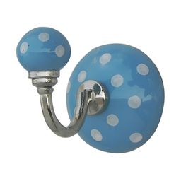 Indianshelf Turquoise Blue & White Dotted Printed Wall Key Holder-6