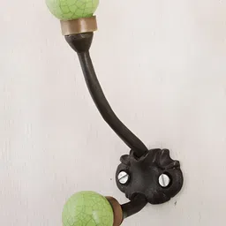 Indianshelf Green Ceramic Crackle Wall Hooks Key Holder-image-93