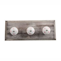 Indianshelf Brown & White Dot Printed Melon Rectangle Shape Wooden Wall Hook-15