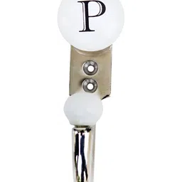 Indianshelf White & Black P Alphabet Printed Ceramic Wall Hook Key Holder-image-97