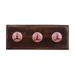 Indianshelf Pink & White Eiffel Tower Printed Wooden Wall Hook-56