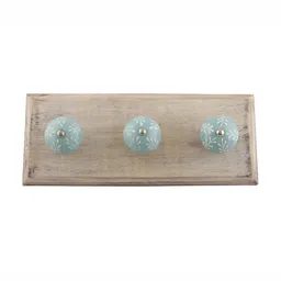 Indianshelf Green & White Floral Printed Melon Rectangle Shape Wooden Wall Key Holder-image-49