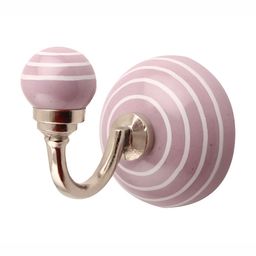 Indianshelf Pink & White Striped Ceramic Wall Hook Key Holder-image-90