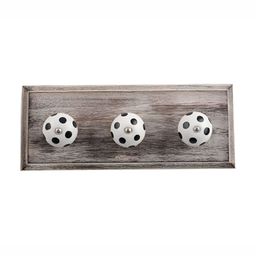 Indianshelf Brown & White Dot Printed Melon Rectangle Shape Wooden Wall Hook-16