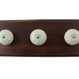 Indianshelf Brown & Green Wooden Floral Wall Hooks Holder-image-77