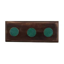 Indianshelf Brown & Green Round Wooden Wall3  Hooks Key Holder-image-89