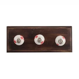 Indianshelf Red & White Heart Printed Melon Rectangle Shape Wooden Wall Hook-picture-6