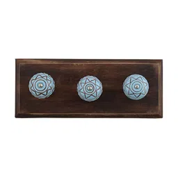 Indianshelf Brown & Blue Wooden Wall 3 Hooks Key Holder-image-30