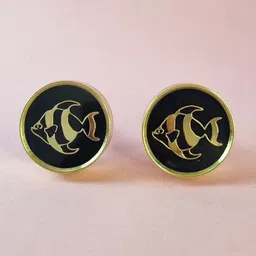 Folkstorys Matsya 2-Pcs Black & Gold-Toned Fish Design Metal Drawer Knobs-14