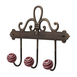 Indianshelf Brown & Red Striped Ceramic Wall Hooks Key Holder-image-93