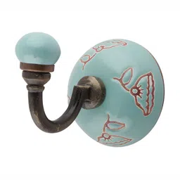 Indianshelf Green Etched Ceramic Wall Hook & Holder-picture-45