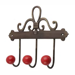 Indianshelf Red & Brown Textured Ceramic Wall 3 Hooks Key Holder-image-55