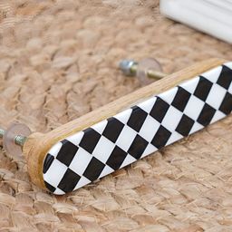 Indianshelf Black & White Wooden Checkerboard Almirah Handle-image-77