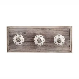 Indianshelf Beige & White Wooden Wall 3 Hooks Key Holder-image-31