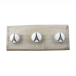 Indianshelf White & Beige Eiffel Tower Printed Wall Hooks Holder-image-81