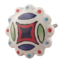 Indianshelf White & Blue 6 Pieces Floral Dresser Knobs-21