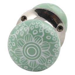 Indianshelf Green & White Flower Printed Door Handle-image-89