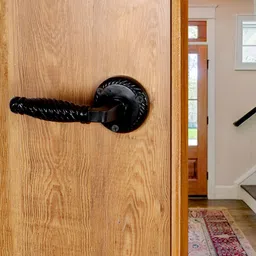 Two Moustaches 2-Pcs Black Moulded Grip Door Lever Handle-47