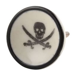Indianshelf Black 6 Pieces Man Skull Danger Symbol Flat Ceramic Cabinet Knob-image-2