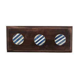 Indianshelf Brown & Blue Striped Wooden Wall Hooks Key Holder-25