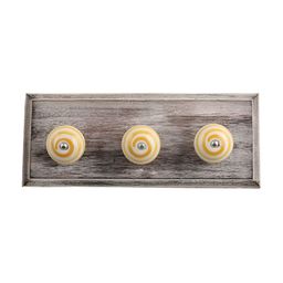 Indianshelf Brown & Cream-Colored Striped Wooden Wall Hook Key Holder-image-92