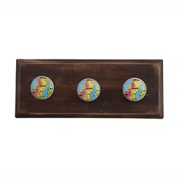 Indianshelf Brown & Yellow Sweden Map Wooden Wall Hooks Key Holder-image-57