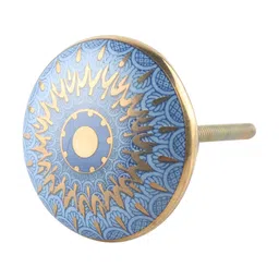 Indianshelf Blue & Yellow 6 Pieces Peacock Ceramic Knobs-15