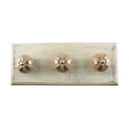 Indianshelf Brown & Beige Floral Wooden Wall 3 Hooks Key Holder-image-47
