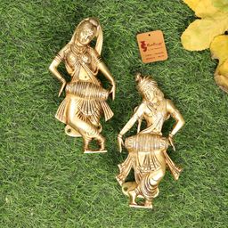 Two Moustaches  Gold Toned 2 Pieces Textured Matte Finish Door Handles-17