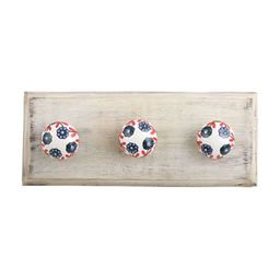 Indianshelf Green & Beige Tiny Flower Printed Wall Hooks Holder-50