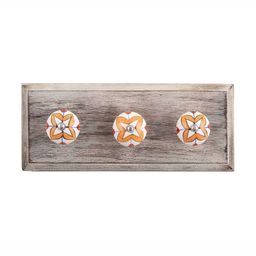 Indianshelf Mustard Yellow & White Wooden Floral Wall Hook-image-77