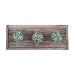 Indianshelf Green & Brown Etched Floral Wooden Wall Hooks-22