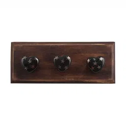 Indianshelf Brown & Silver Toned Wooden Wall 3 Hooks Key Holder-image-54